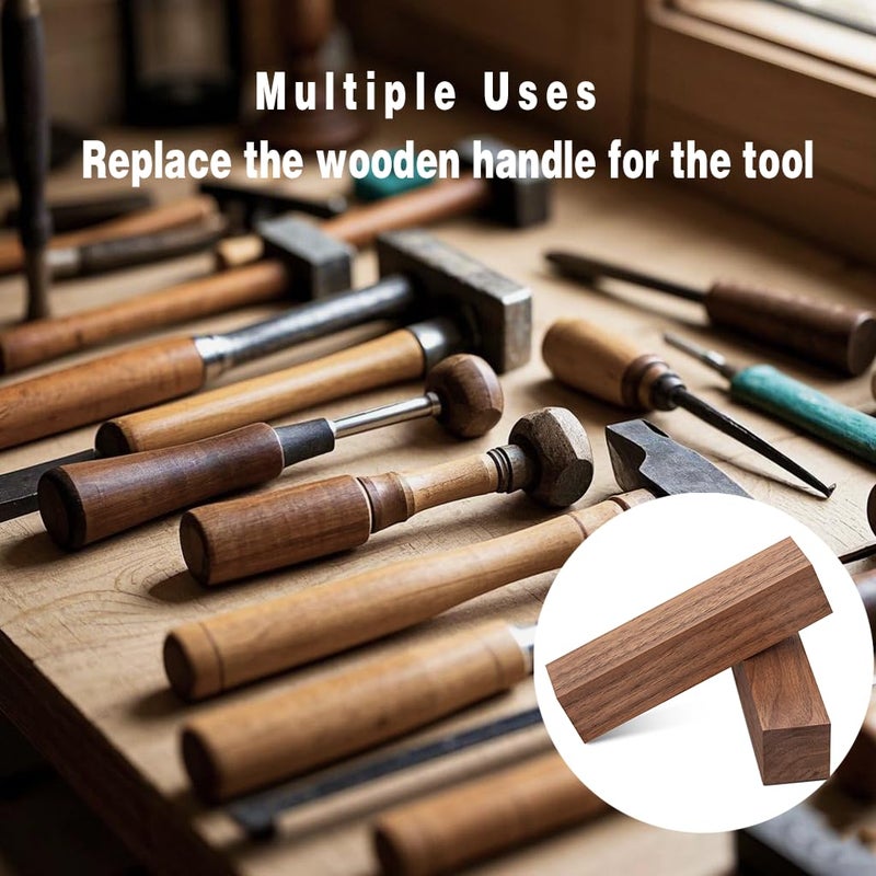 Wislist 2 Pcs Walnut Wood Log Lumber Board Knife Handle Material, Bar Shaped Square Turning BlanksHandle Plate for Instruments DIY Raw Wood Cuboid(5.1" x 1.2" x 1.2") - Image 5